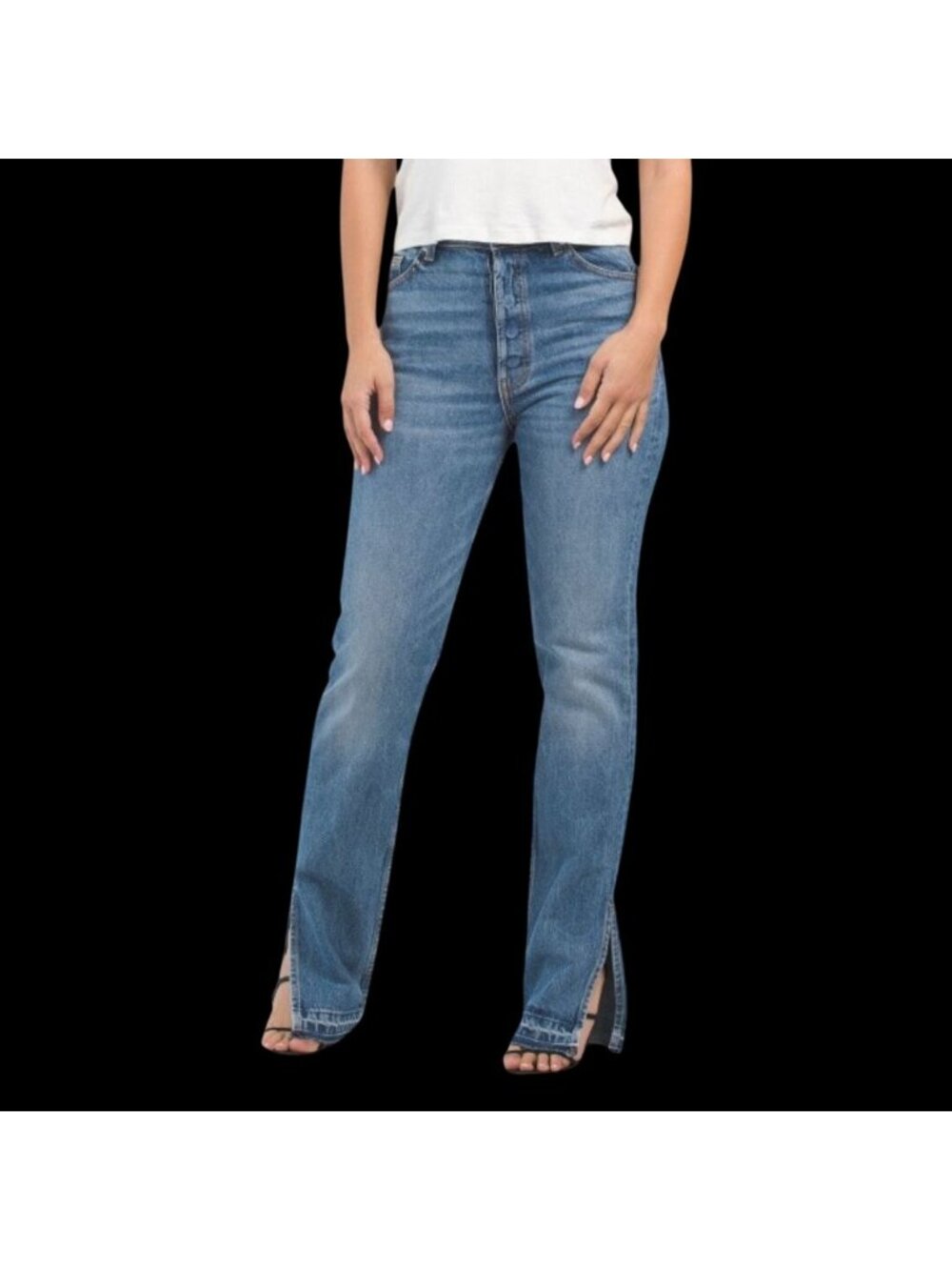 EB Denim Unraveled Women's Two Straight Leg Jeans, Size 23, Blue - New with Tags